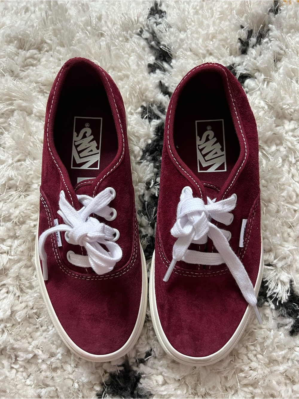 Vans Burgundy Suede Low-Top Sneakers with White Laces